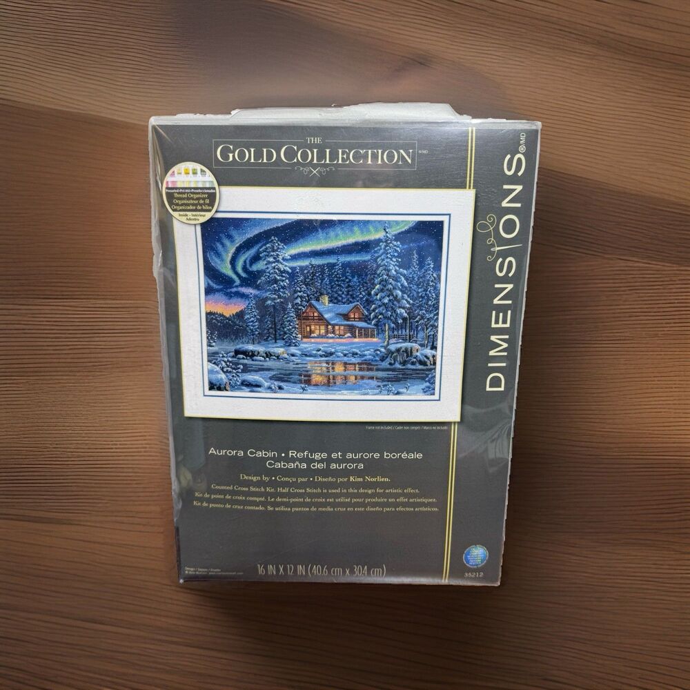 Dimensions Gold Collection Aurora Cabin Cross Stitch Kit #35212 New Sealed